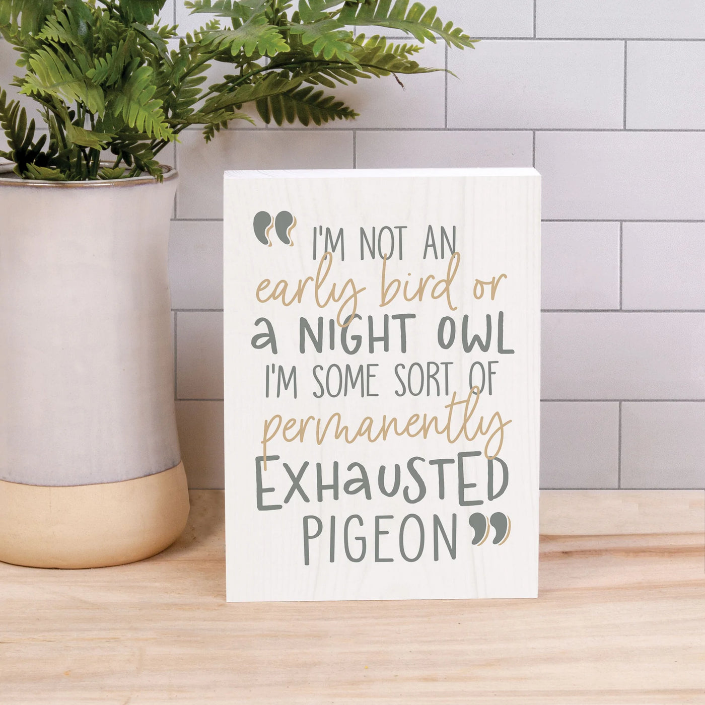 I'M NOT AN EARLY BIRD OR A NIGHT OWL HUMOR BARNHOUSE WOOD BLOCK DÉCOR