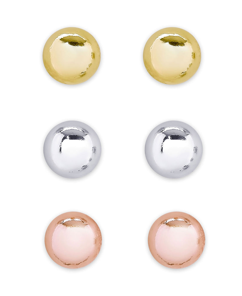 Ball Studs set in Sterling Silver (Gold, Silver, and Rose)