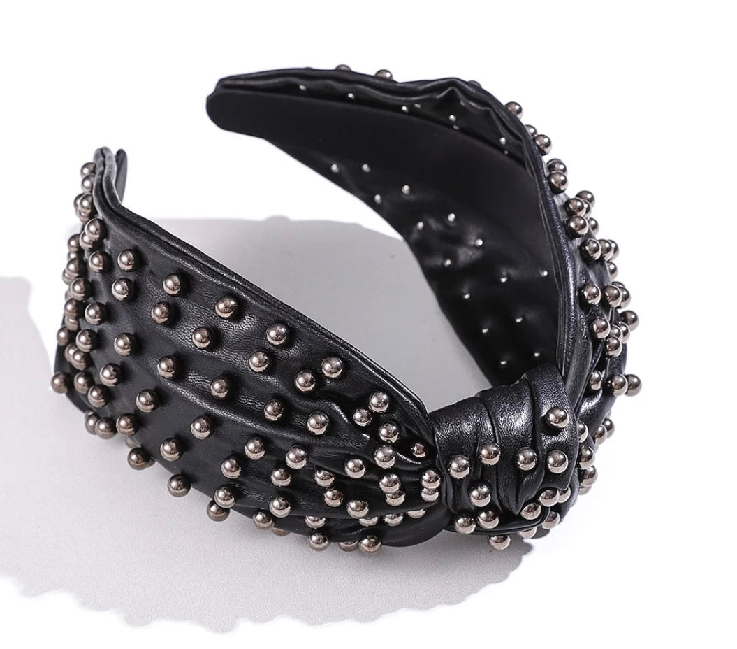 Black with Black Pearls Headband