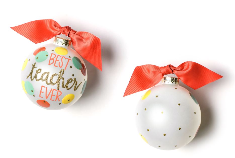 Best Teacher Ever Glass Ornament