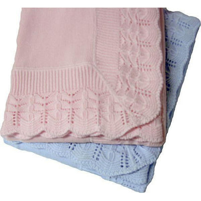 Cotton Jersey Blanket w. Knitted Scallop Lace Border 45x45