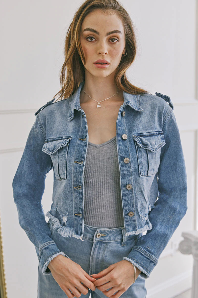 Crop Utility Shirt Jacket
