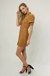 ADELINE BUTTON DOWN DRESS DARK TAN