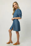 ADELINE SHORT SLEEVE DENIM DRESS IMPERIAL BLUE