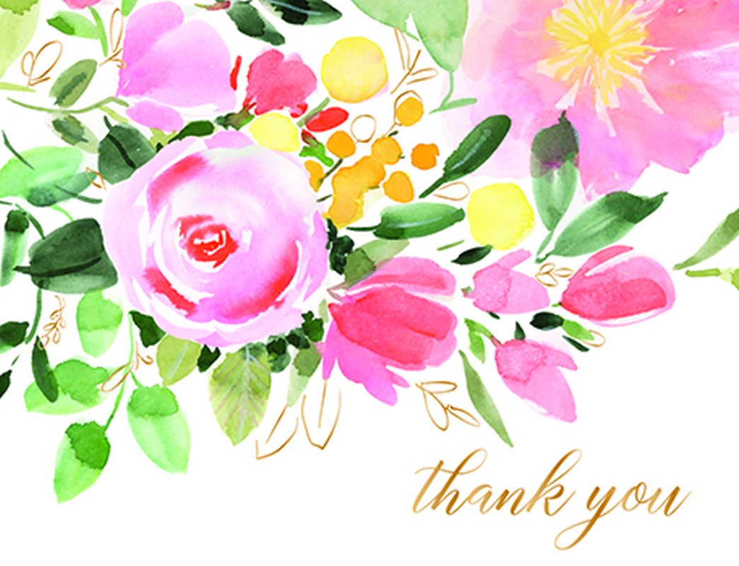 Large Watercolor Bloom Notecard- Boxed- Thank You