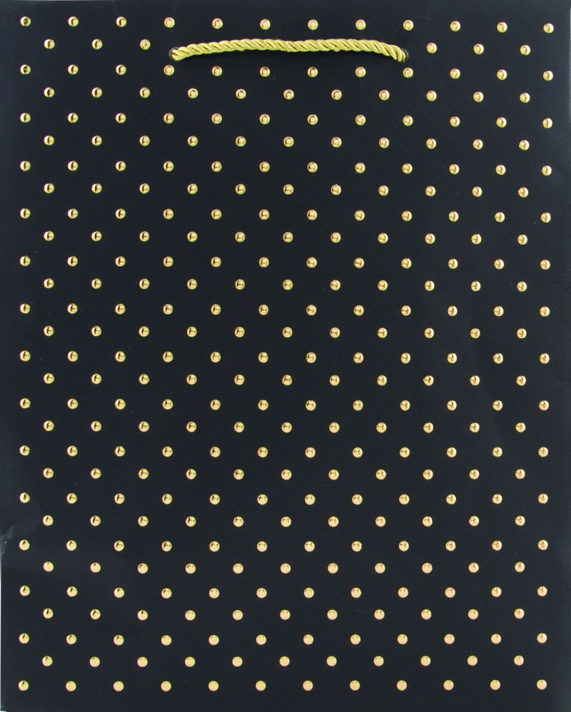 Gold Swiss Dots-Black Tote Bag- Medium