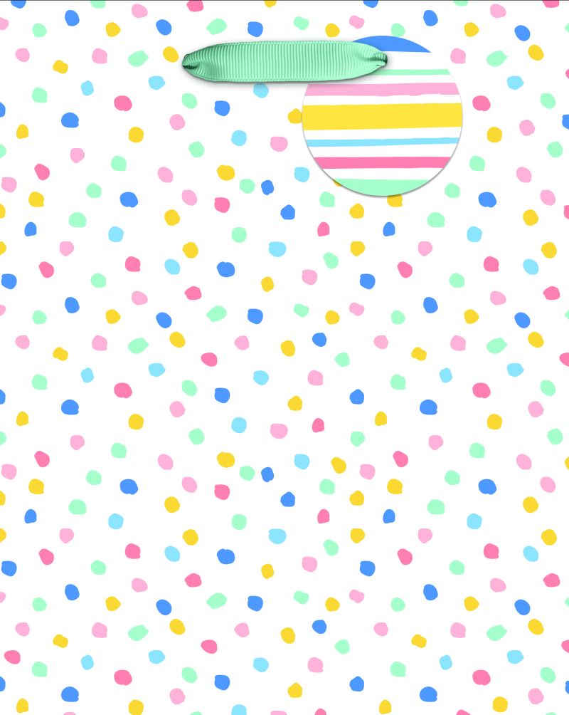Happy Stripes and Dots Tote Bag - Medium