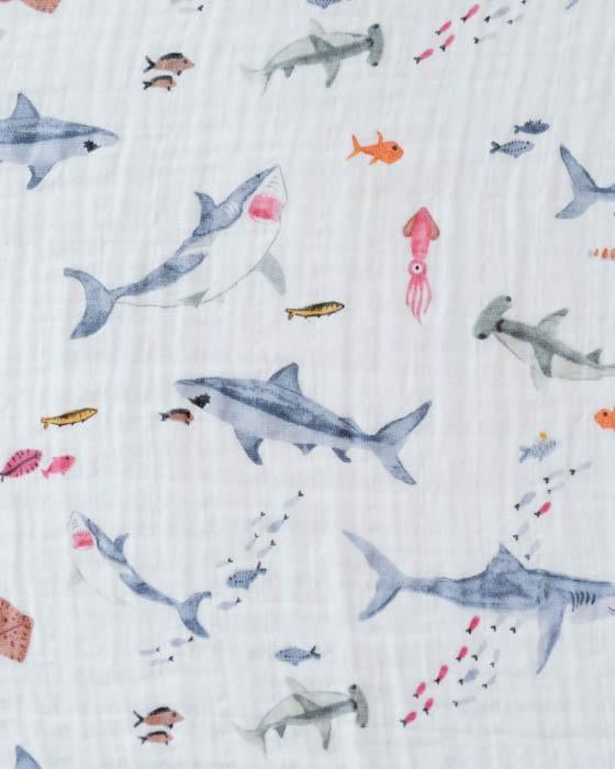 Cotton Muslin Swaddle Single- Shark