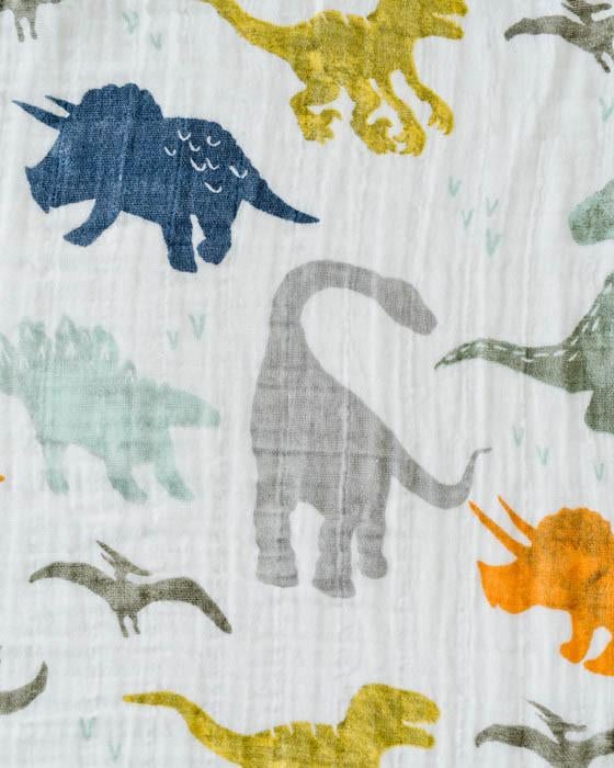 Cotton Muslin Swaddle Single- Dino Friends