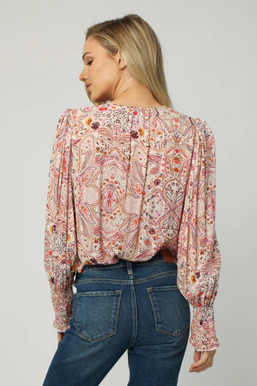 AMELIA V-NECK LONG SLEEVE SHIRT BERRY MANDELA