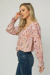 AMELIA V-NECK LONG SLEEVE SHIRT BERRY MANDELA