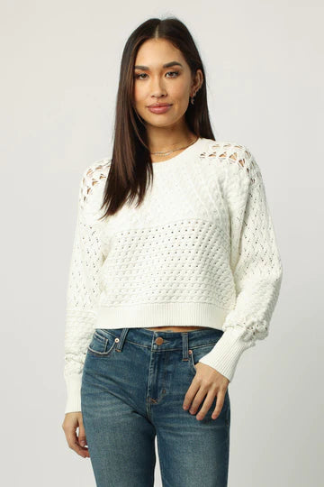 ABIGAIL CROPPED LONG SLEEVE SWEATER SOFT CREAM