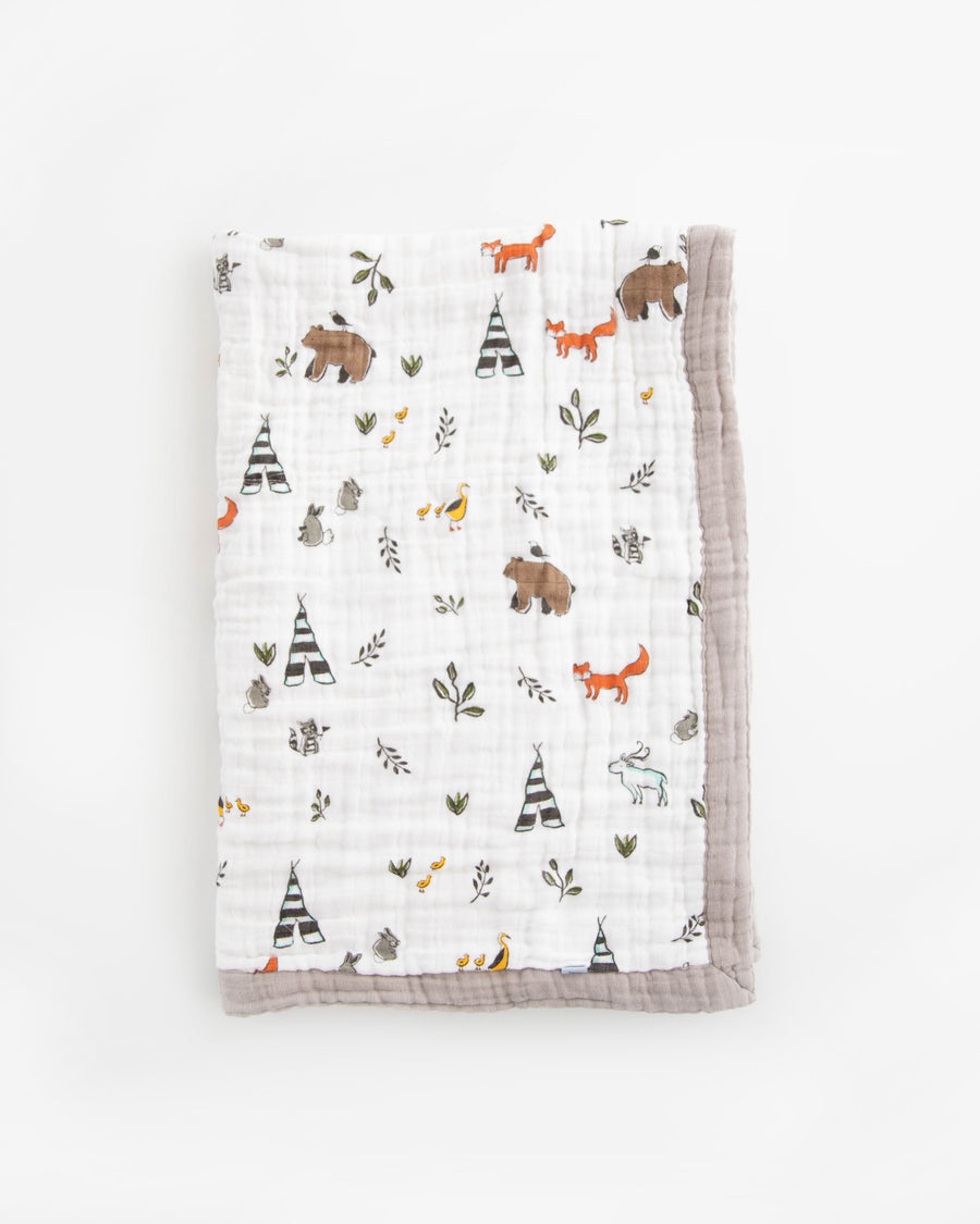 Cotton Muslin Baby Quilt - Forest Friends