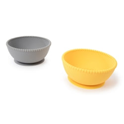 Grey/Yellow CB EAT by Chewbeads Silicone Bowls- Set of 2