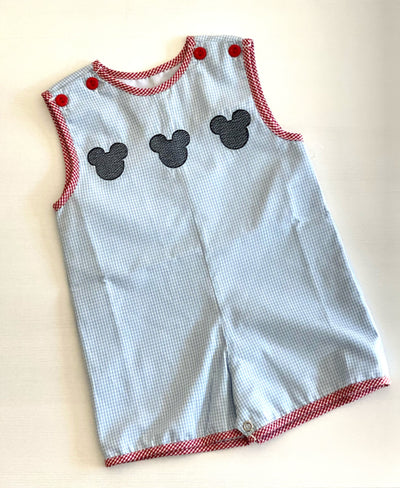 Lt Blue Gingham Mickey Shortall
