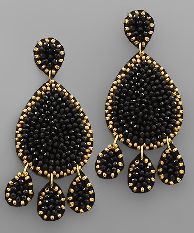 Black & Gold Teardrop Dangle Earrings