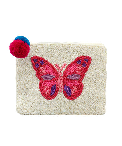 Butterfly Beaded Coin Pouch