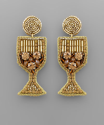 Jeweled Wine Glass Earrings