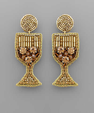 Jeweled Wine Glass Earrings