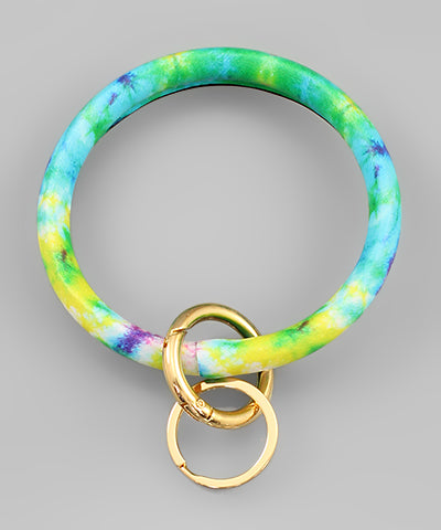 Leather Tie Dye Key Ring Bracelet