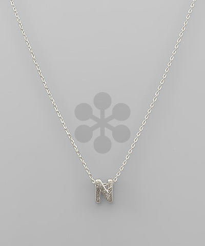 N Satin Silver 16" Initial Chain Necklace