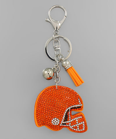 Orange Football Helmet Key Chain