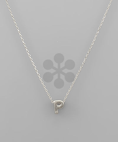 P Satin Silver 16" Initial Chain Necklace