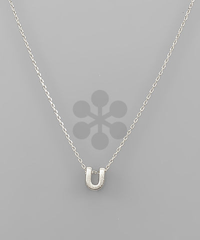U Satin Silver 16" Initial Chain Necklace