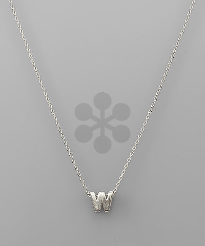 W Satin Silver 16" Initial Chain Necklace