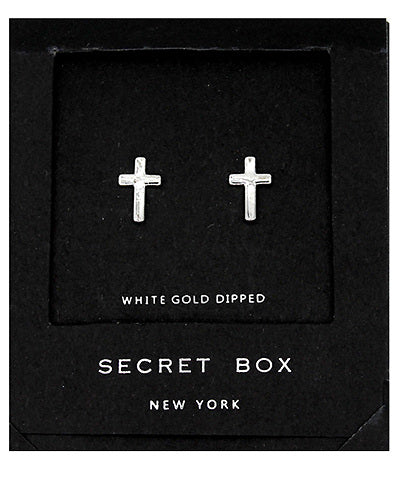 White Gold Cross Studs
