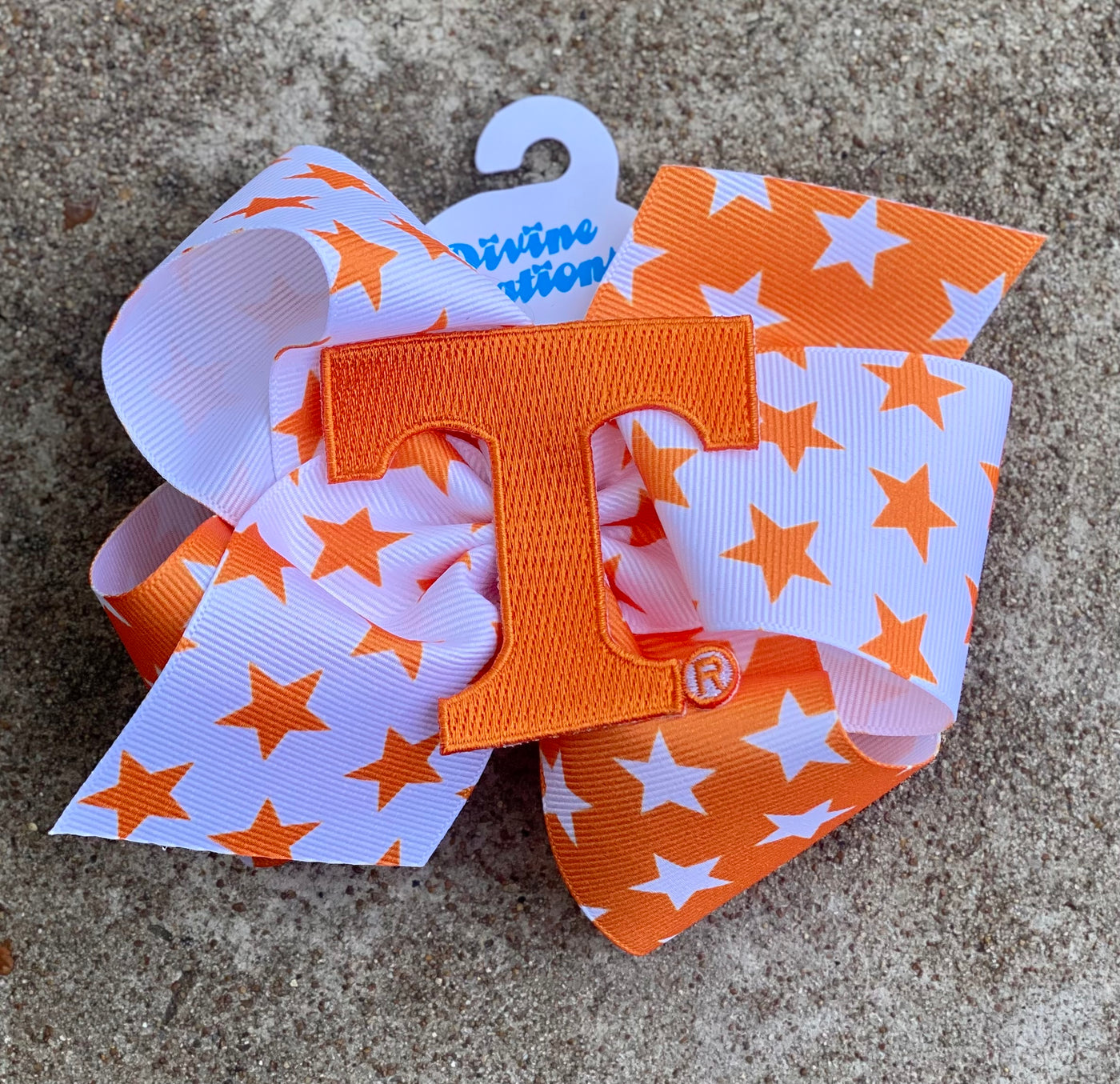 King Orange/White Star Bow with T Patch