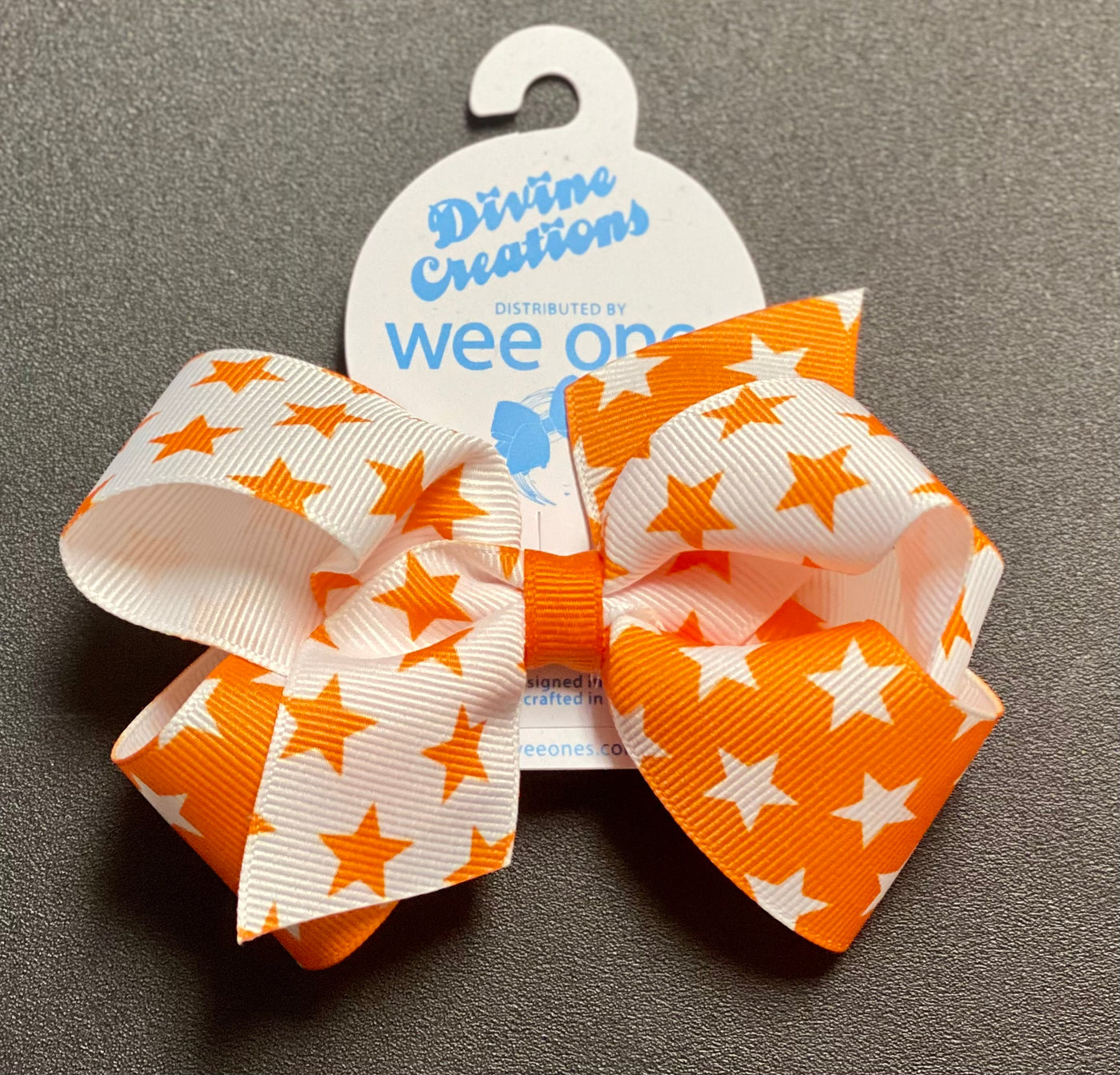 Medium Orange/White Star Classic Bow