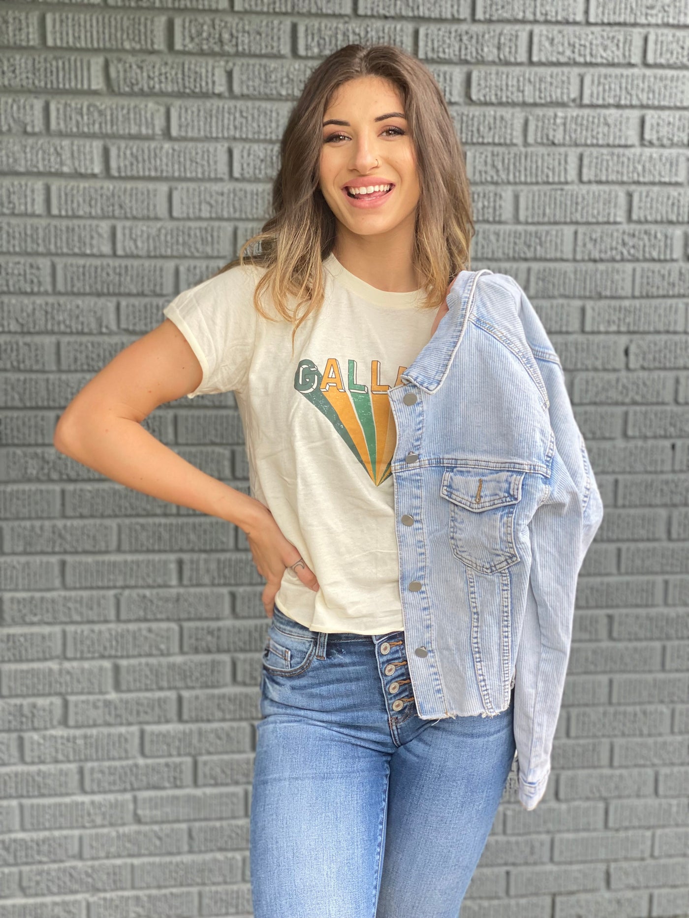 Ribbed Denim Jacket- Light Wash