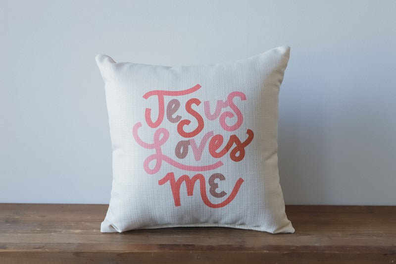 Jesus Loves Me Pink Pillow