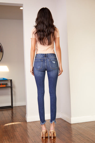 Mid Rise Ankle Skinny Jean- Dark Wash