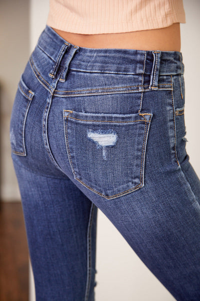 Mid Rise Ankle Skinny Jean- Dark Wash