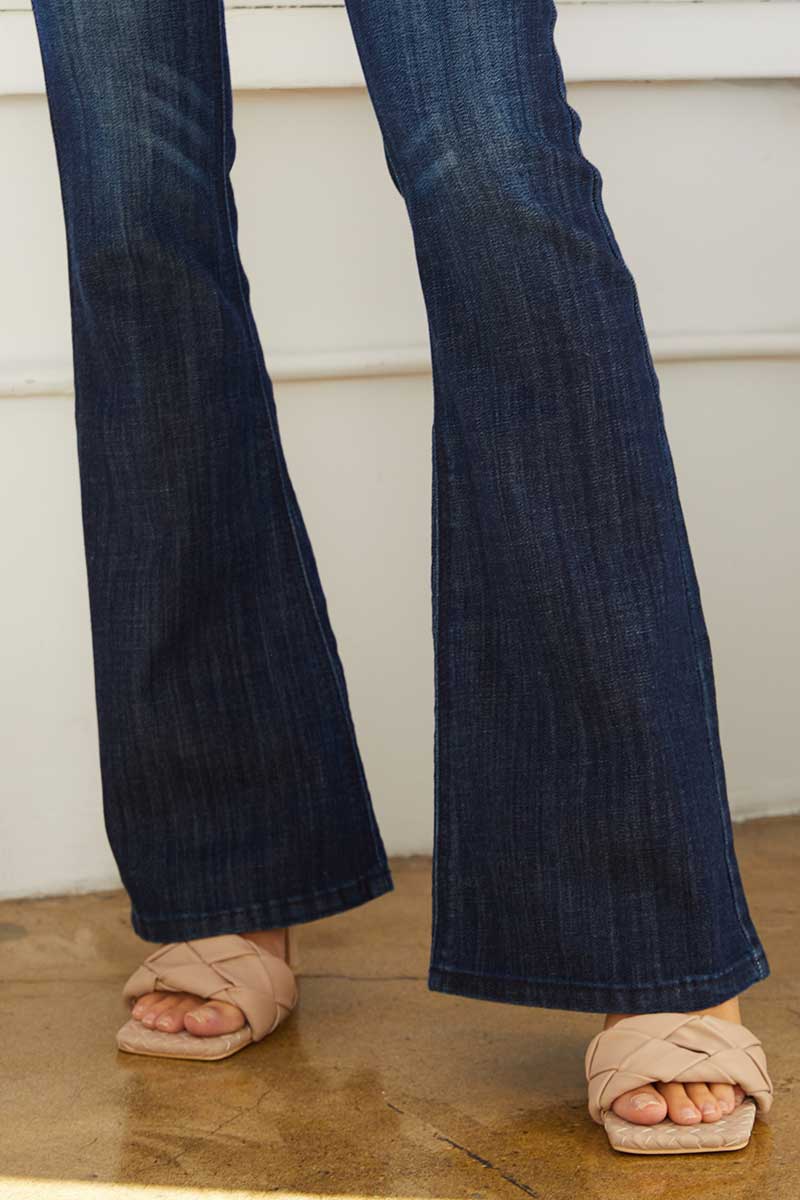 Mid Rise Flare Jeans- Dark Wash