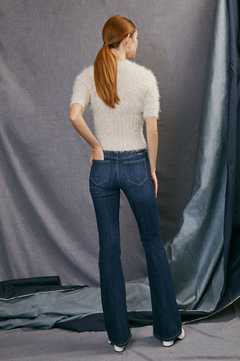 Mid Rise Flare Jeans- Dark Wash