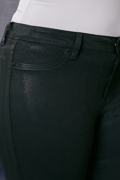 Mid Rise Coated Super Skinny- Black Wash