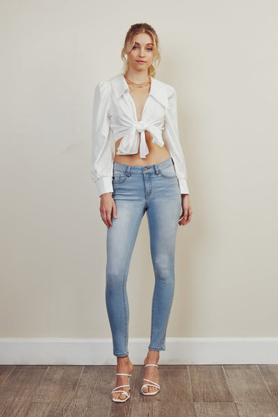 Mid Rise Skinny Jeans- Light Wash