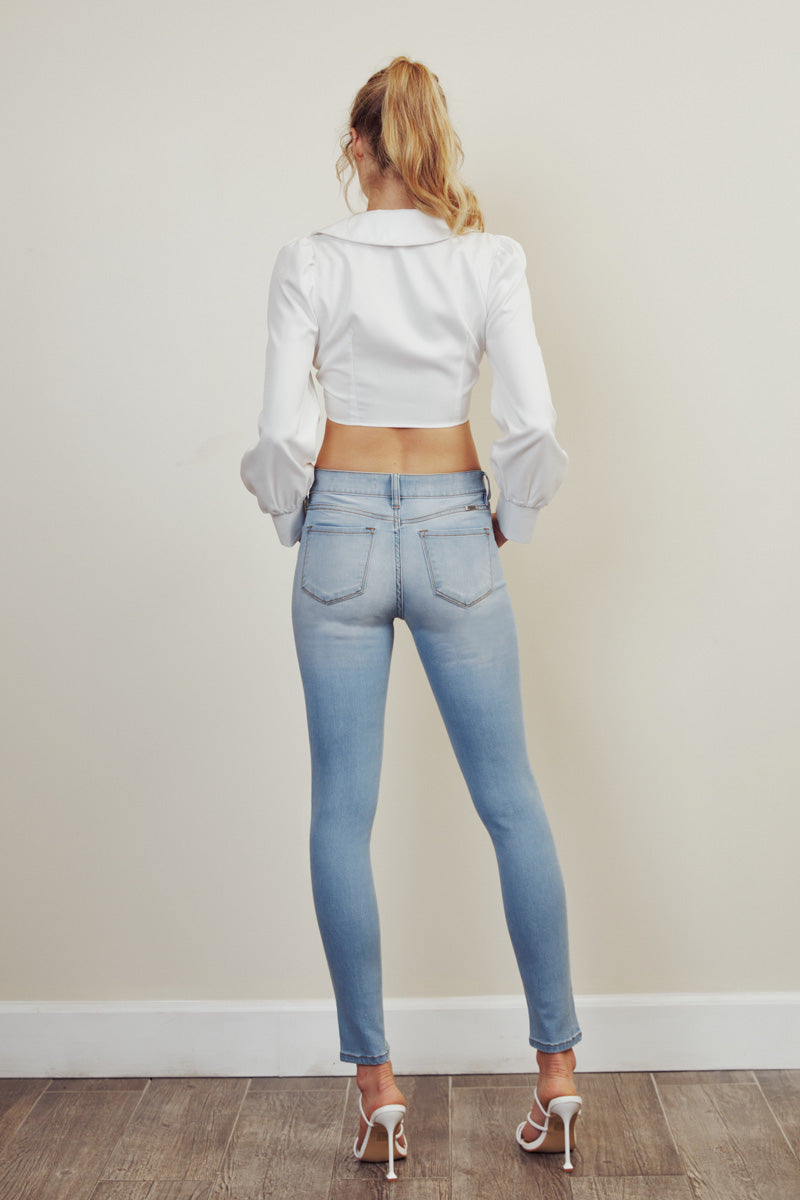 Mid Rise Skinny Jeans- Light Wash