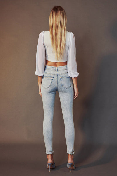 High Rise Folded Ankle Skinny Jeans