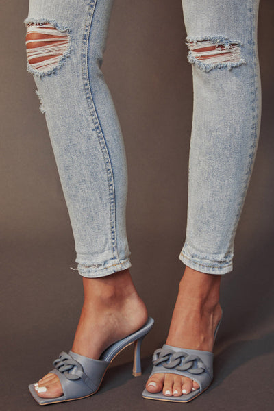 High Rise Folded Ankle Skinny Jeans