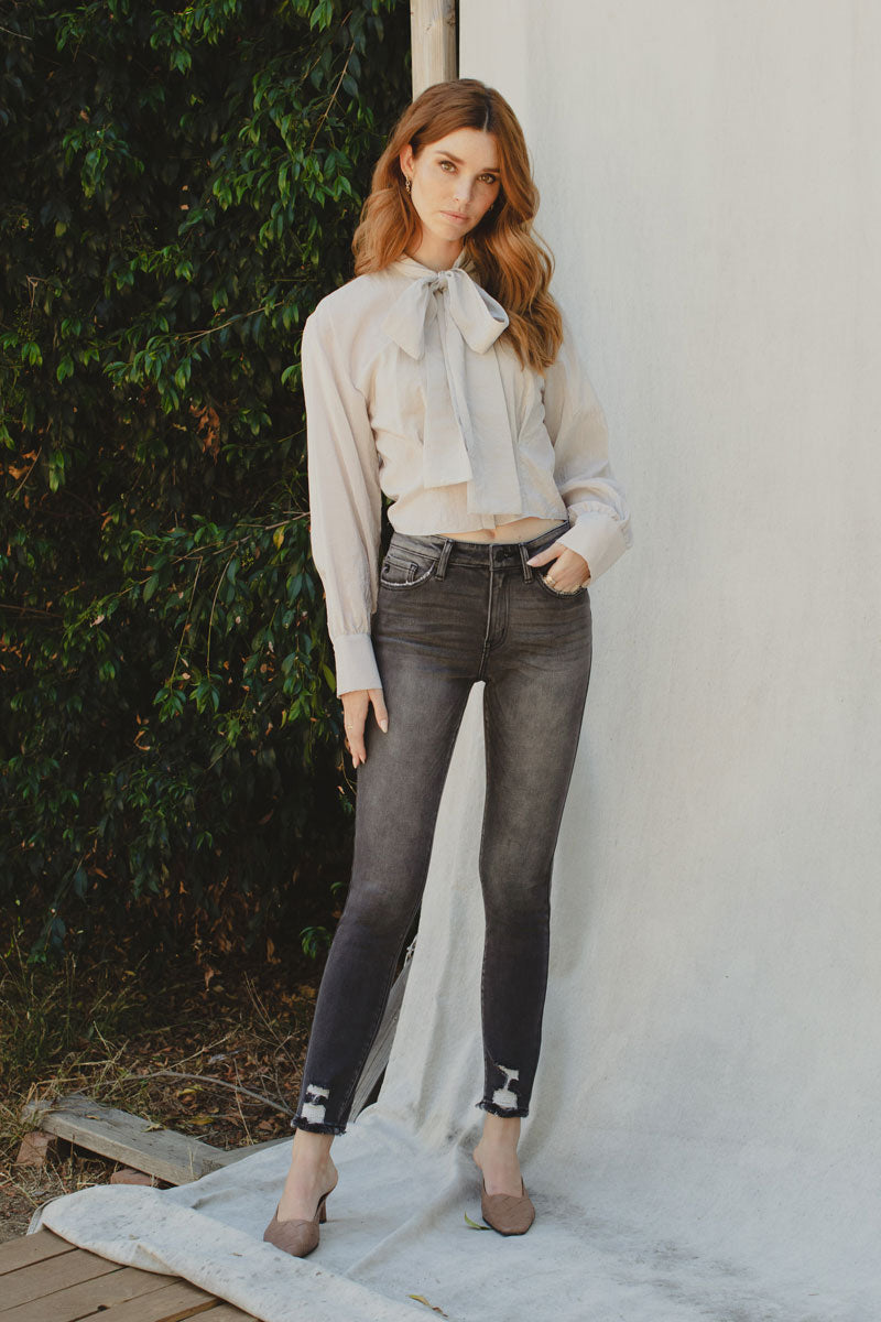 High Rise Super Skinny Jean- Light Grey Wash