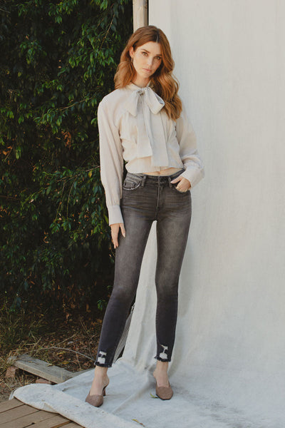 High Rise Super Skinny Jean- Light Grey Wash