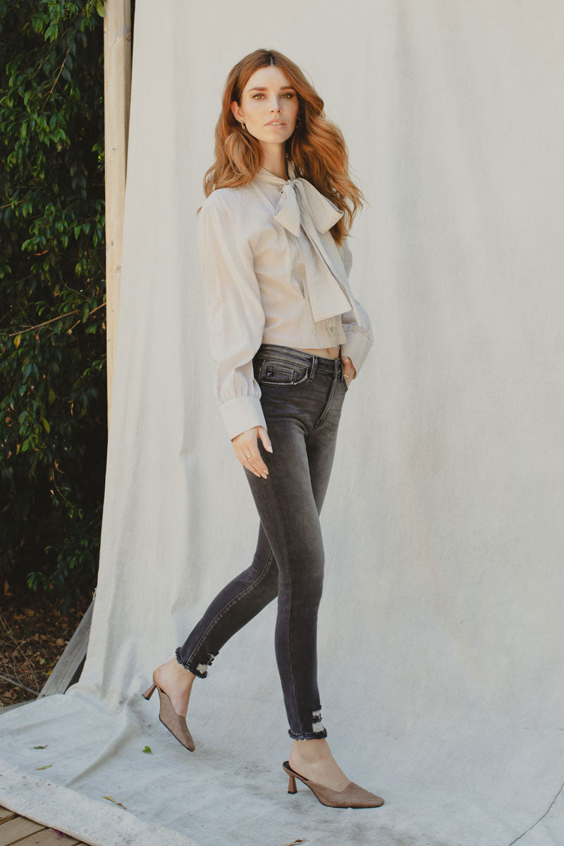 High Rise Super Skinny Jean- Light Grey Wash