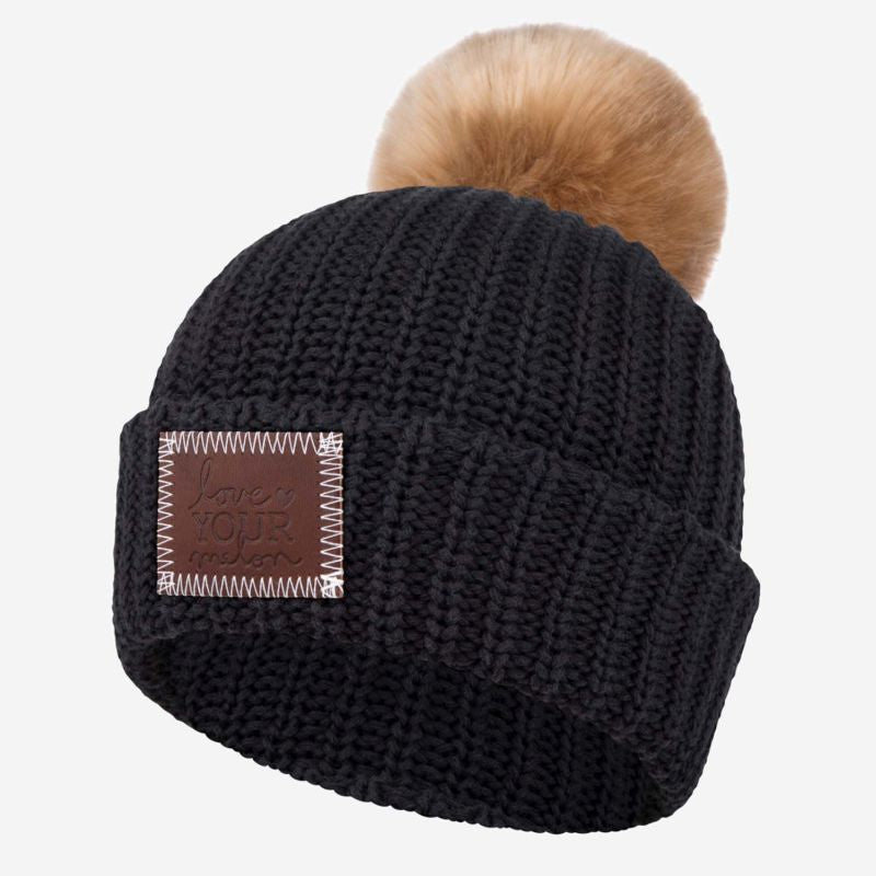 Black Pom Beanie