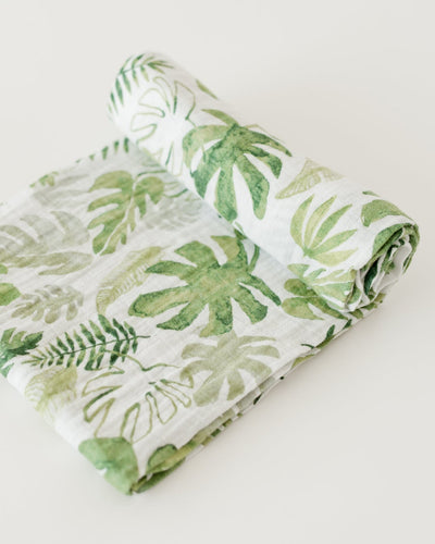 Cotton Muslin Swaddle Single- Tropical Leaf