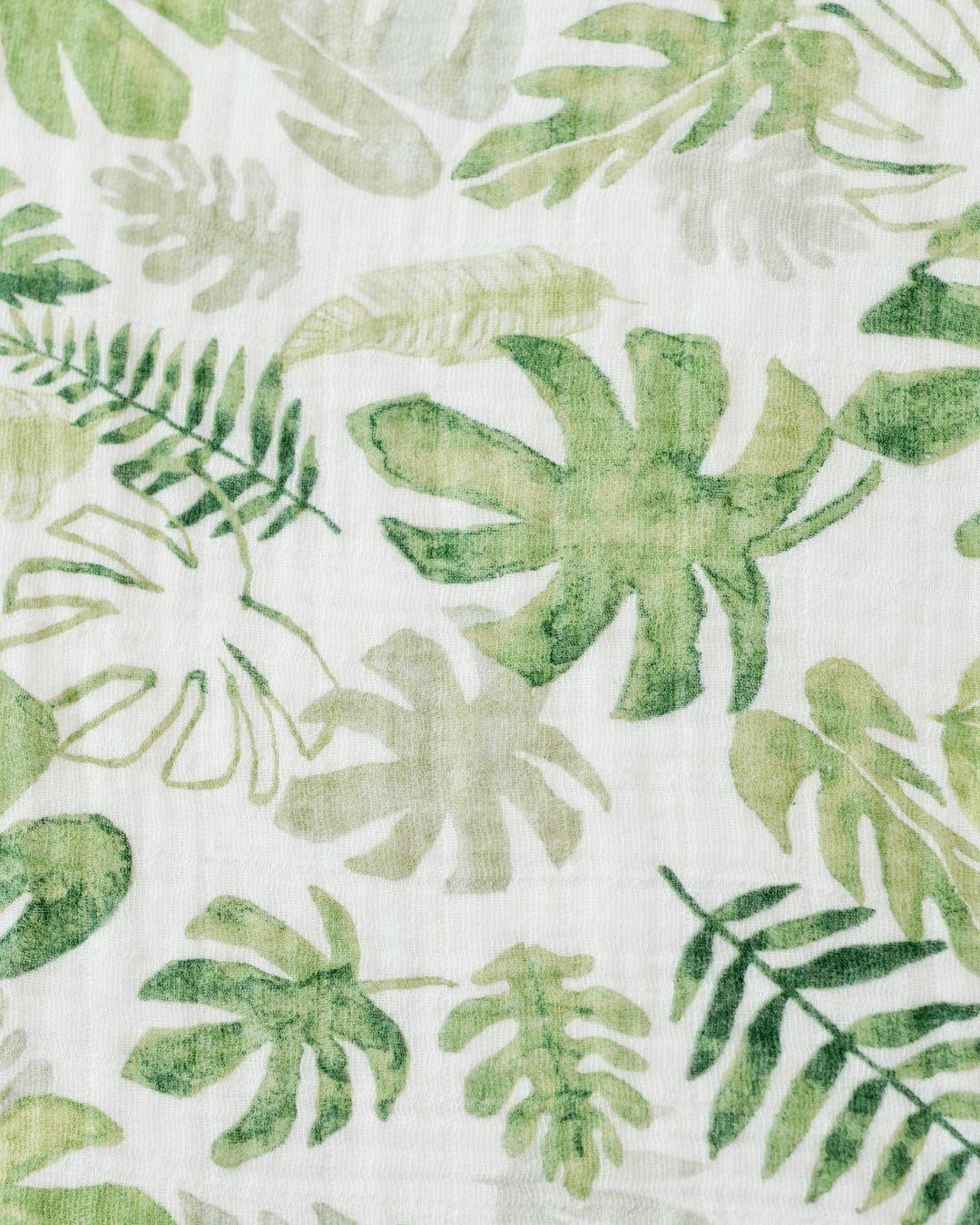 Cotton Muslin Swaddle Single- Tropical Leaf