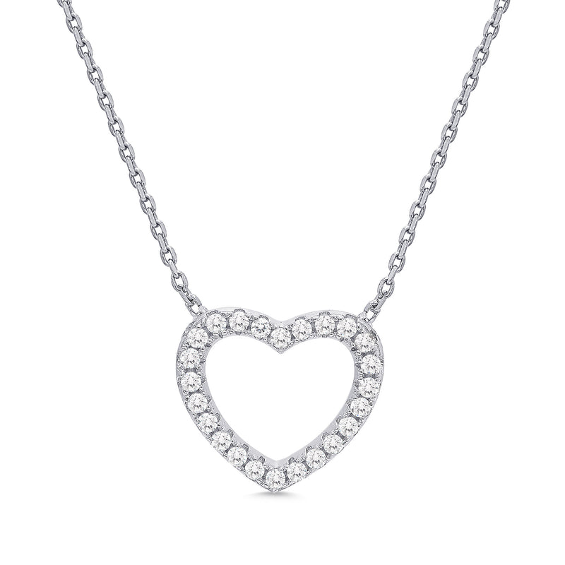 Open Heart CZ Necklace in Sterling Silver